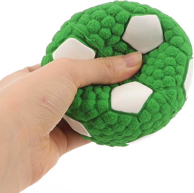 Dog Football Squeaky Chew Ball Sturdy Rubber Teething 9.5cm for Small Dogs Puppies Interactive Play Fetch Pet Supplies