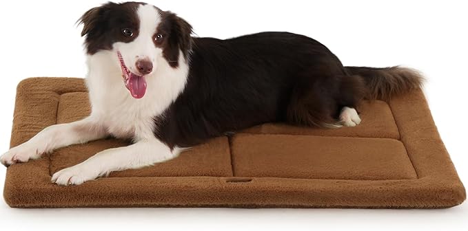 MADE 4 PETS Dog Crate Pad Bed for Large Dogs, Washable & Reversible, Anti-Slip Kennel Mat for Cozy Sleeping, Soft Fluffy Dog Bed for Indoor & Outdoor Use, 36"x27", Brown