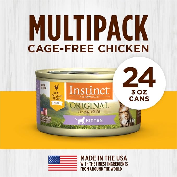 Instinct Original Kitten Wet Cat Food, Pate, Grain-Free - Real Chicken, 3 Ounce (Pack of 24)