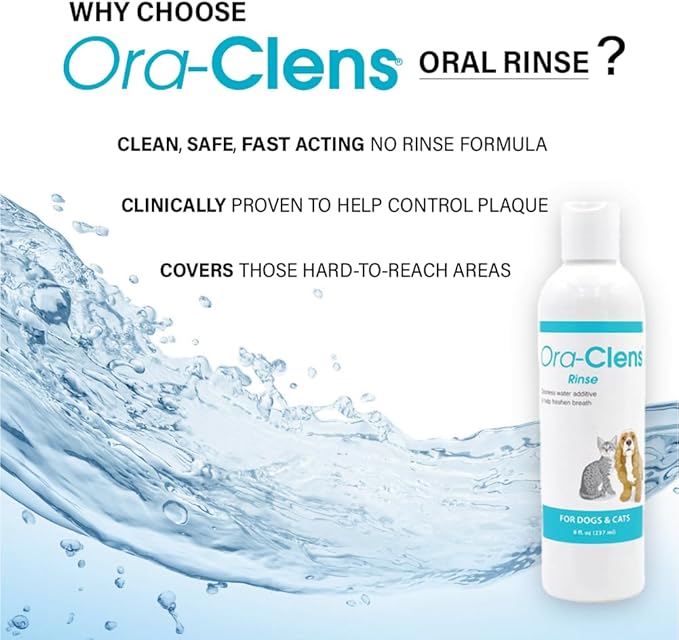 Dog & Cat Oral Hygiene Rinse Effectively Reduces Plaque, freshens Breath, and eliminates Bad Breath and Dental Plaque at The Source (8 fl oz)