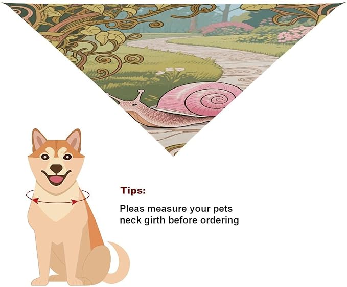 Dog Bandana Spring Pet Scarf Adjustable Triangle Snail (Art Nouveau) Printing Dog Bib Washable Polyester Puppy Bandana for Small Medium Large Dogs Cat Birthday Party Supplies