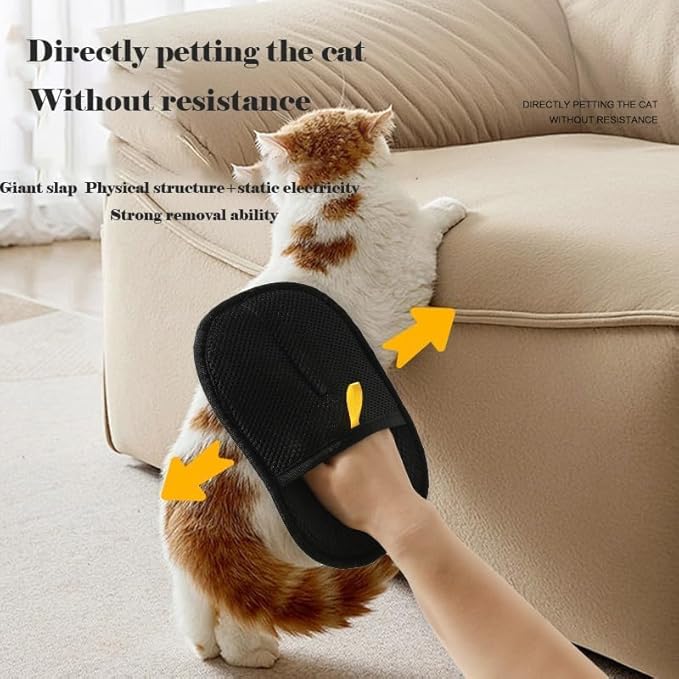 Electrostatic Pet Hair Removal Gloves | Double Sided Grooming & Cleaning Mitt for Cats and Dogs | Reusable Deshedding Glove for Furniture, Couch, Car, Carpet, Clothing | Easy to Clean (3PCS)