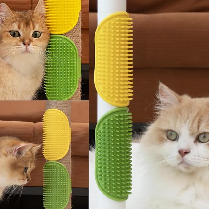 Silicone Grooming Strap Pad for Cats, 2-in-1 Self-Groomer, Adjustable Silicone Pet Grooming Tool, Soft Pet Face Scratcher Rubber Massager for Indoor for Cats & Dogs