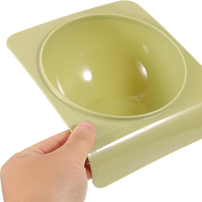 Pet Food Bowl and Water Dish Plastic Puppy Feeder Tilted Neck Protection Single Bowl for Cats and Dogs Household Pet Feeding Supplies Green