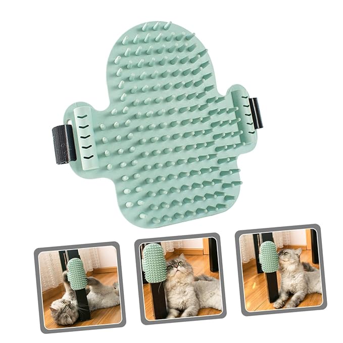 BESPORTBLE Cat Self Grooming Massaging Comb with Wood Actinidia Stem Corner Scratcher Rubber Brush for Kitten and Adult Cats for Wall Use Random Color