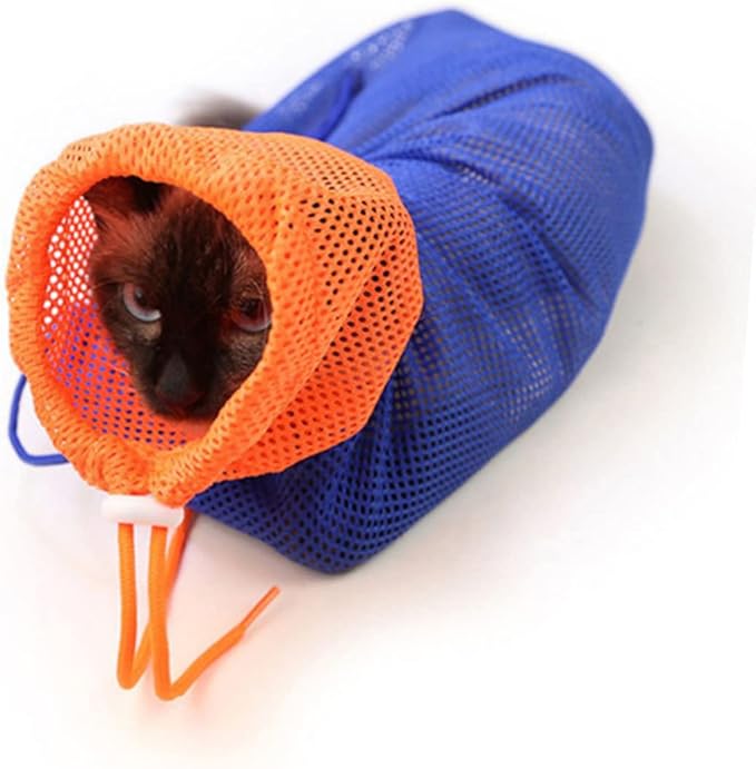 Yardwe Breathable Cat Bathing Bag for Easy Grooming Washing and Nail Trimming Scratch-Resistant and Quick Drying Cat Shower Net Bag