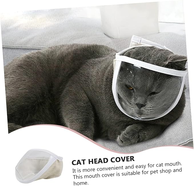 Kisangel Cat Muzzle Cover Breathable Biting Cat Head Protector Scratch Prevention Design Safe PET Mouth Cover for Grooming and Travel