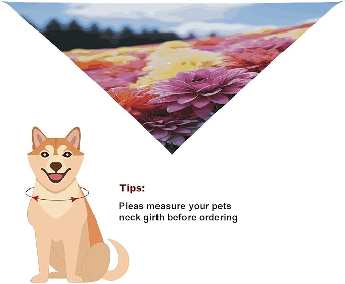Dog Bandana Spring Pet Scarf Adjustable Triangle Rainbow Flower Sea Printing Dog Bib Washable Polyester Puppy Bandana for Small Medium Large Dogs Cat Birthday Party Supplies