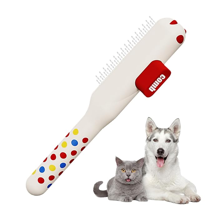 Cat Combs,Self-Cleaning Non-Slip Brushes with Metal Teeth - Cat Hair Comb | for Dog Puppy Animals Indoor Home Shedding
