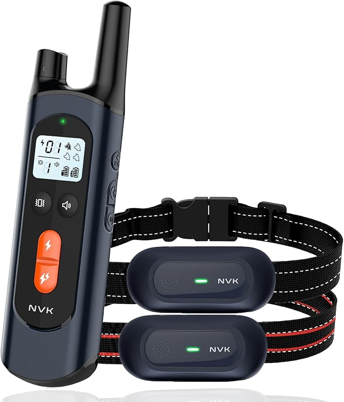 NVK Shock Collar, Dog Training Collar with Remote for Medium Large Dogs, Rechargeable Dog Shock Collar with Shock, Vibration, Beeps Modes, IPX7 Waterproof, Range up to 1600Ft