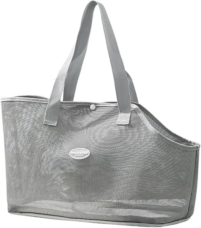 KAMEIOU Breathable Mesh Cat Small Dog Purse Carrier Tote Bag for Small Dogs, Cats, Rabbits; Perfect for Outdoor, Travel, Hiking; Gray; Soft-Sided Bag