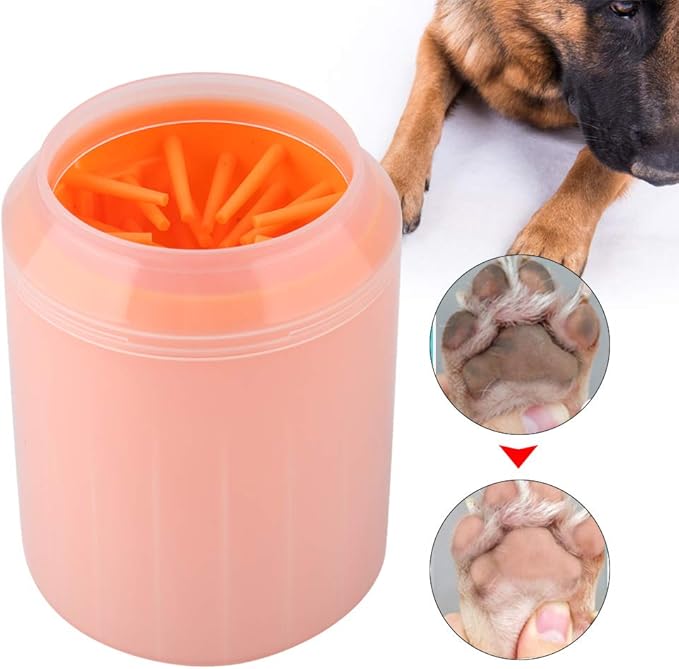 Portable Pet Paws Cleanseing Cup, Multifunctional Grooming Tool for Cats and Dogs, Rubber Silicunique, Easy to Cleanse and Use (Orange)