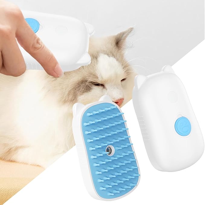 Cat Steam Brush, Dog Cat Grooming Massaging Comb, Pet Massage Brush, for Short & Long Haired Kittens Loose Hair Removal Puppies Bathing Shower Grooming