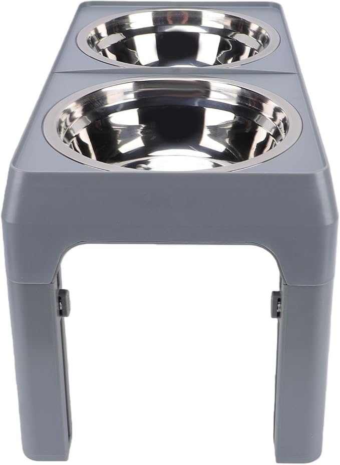 Pssopp Dog Supplies Stainless Steel Bowls Height Adjustable Foldable Pet Food Bowl for Small Medium Large Dogs Elevated Dog Bowl, 2 Raised Stand