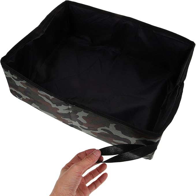 Foldable Portable Cat Litter Box for Travel, Collapsible Camouflage Cat Toilet Tray, Lightweight Leak-Resistant Pet Litter Tray for Outdoor and Car Use