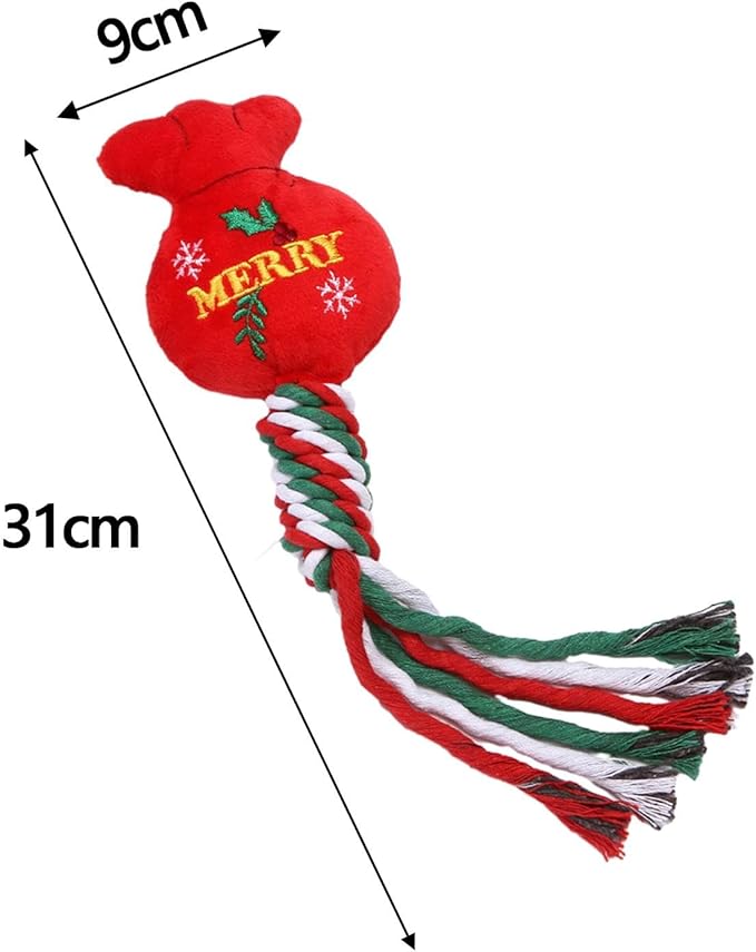 Dog Rope Toy Christmas Dog Toy Lightweight Pet Supplies for Aggressive ers Dog Toy for Playing Training Xmas Gifts, Bag