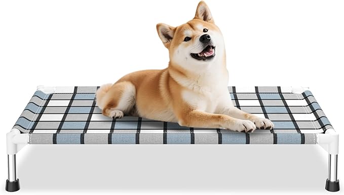 Elevated Outdoor Raised Dog Bed Outdoor Dogs Bed Lifted Pet Bed Dog Cot for Medium Pet Taste Life, Start with A Pet Bed 34'' x 20'' x 6.5''