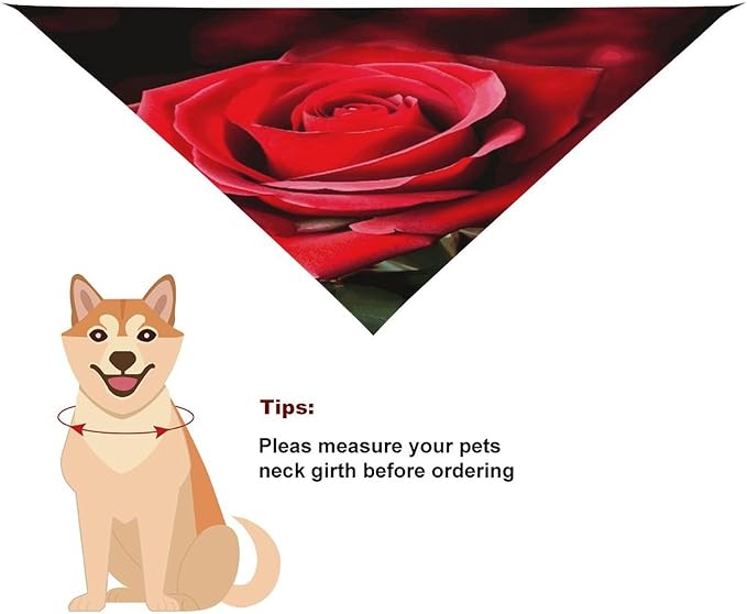 Dog Bandana Spring Pet Scarf Adjustable Triangle Rose Flower Printing Dog Bib Washable Polyester Puppy Bandana for Small Medium Large Dogs Cat Birthday Party Supplies