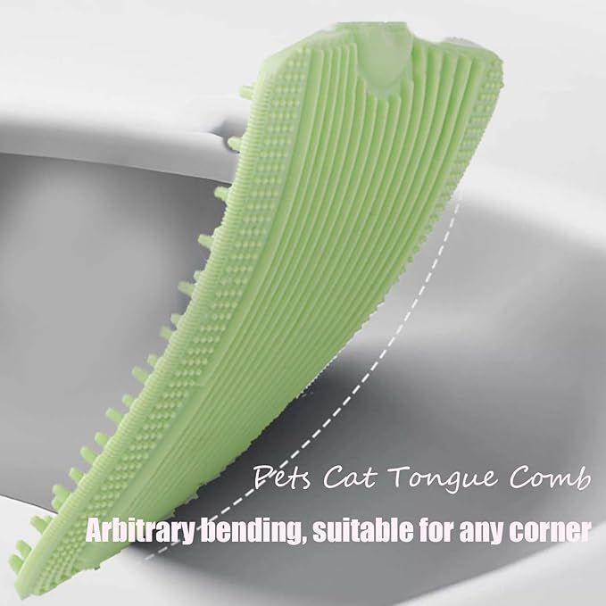 Cat Tongue Comb, Pets Cat Tongue Comb, Cat Tongue Brush, Pet Ice Cream Massage Comb, Simulated Cat Tongue Licking Hair Comb for Pet Grooming Shedding (Green)