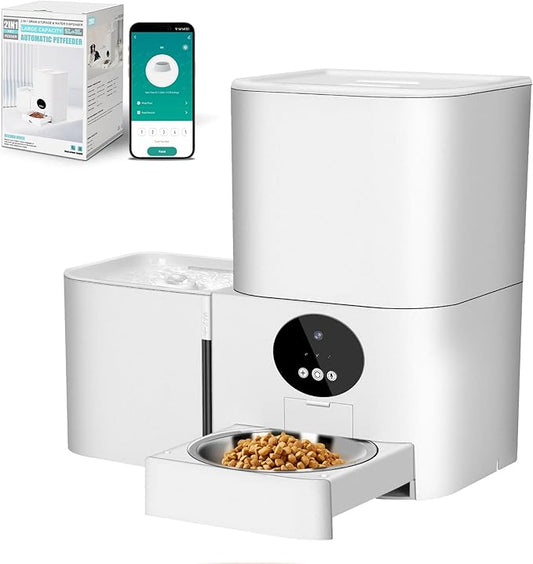 Upgraded Automatic Pet Feeder & Waterer, WiFi-Enabled Feeder Supports 2.4GHz & 5GHz, All-in-One Food and Water Dispenser with Remote Care for Every Meal
