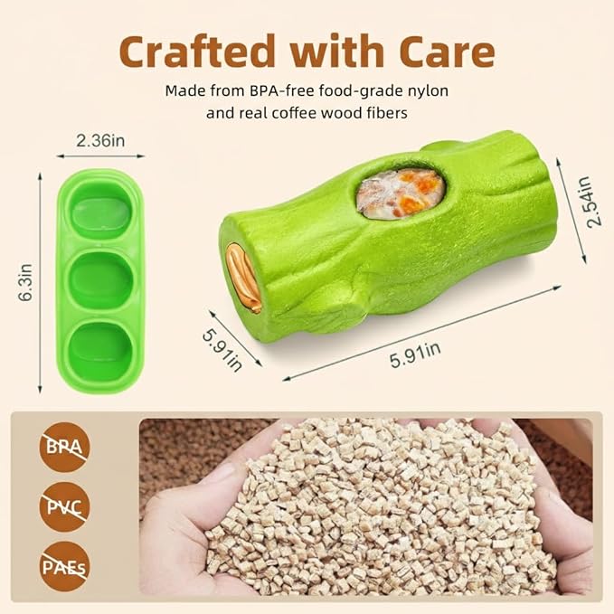2 Pack Dog Toys for Aggressive Chewers, Interactive Indestructible Dog Toys with Frozen Treat Function, Durable Dog Puzzle Toy for Large & Medium Dogs, Reduces Anxiety, Green & Brown