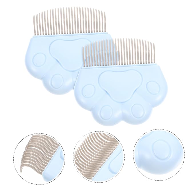 2Pcs Cat Grooming Combs for Shedding Cats and Dogs Fine Design Brush to Remove Pet Hair Loose Knots Dander and Trapped Fur Suitable for All Hair Types