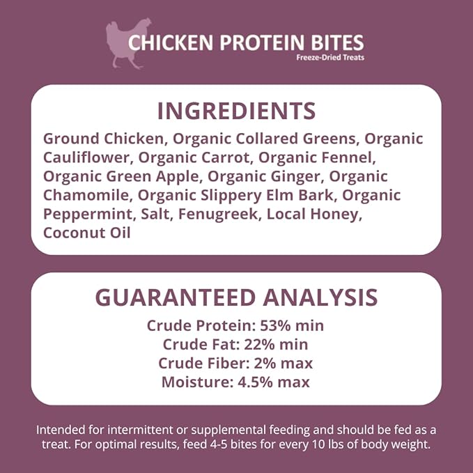 Steve's Real Food Protein Bites Gut Health Treats - Freeze-Dried Pet Treats for Cats and Dogs - Chicken Recipe - 4 oz