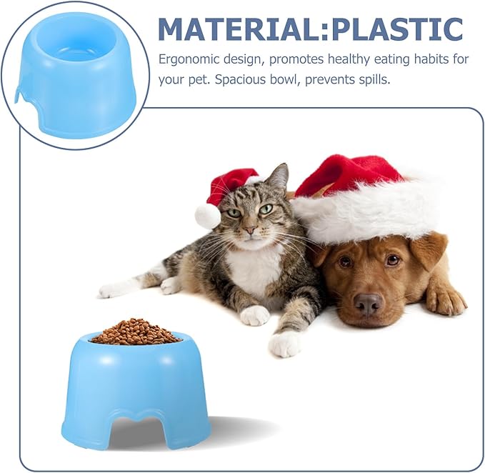 DECHOUS Plastic Dog Bowl and Cat Feeding Bowl, Round Sturdy Pet Food and Water Dish, Blue Candy Color for Puppies and Adult Dogs, Sturdy Plastic Pet Feeding Supplies for Home Use