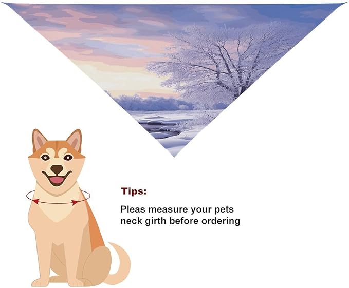 Dog Bandana Spring Pet Scarf Adjustable Triangle Winter Landscape Printing Dog Bib Washable Polyester Puppy Bandana for Small Medium Large Dogs Cat Birthday Party Supplies