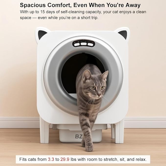 Self Cleaning Litter-Box for Multiple Cats with 76L Large Capacity,Automatic Litter Box with App Control and Safety Sensors Protection (Rose Gold)