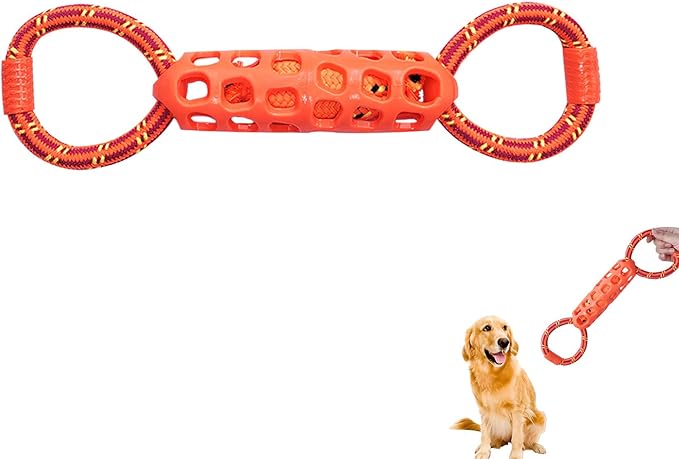 Colorful Dog Rope Chew Toy, Interactive Tug Toy for Pet Dental Health, Durable Puppy Teething Toy, Fun Indoor Outdoor Pet Play Supply for All Dogs (Double Ring Orange)