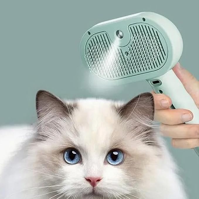 Cat Brush - Self-Cleaning Ergonomic Pet Grooming Tool, Home Shower Dog Brush | Large Tank Misting Deshedding Comb with Steam, Hair Removal Steamer for Gentle Massager, Travel Pet Care Accessory