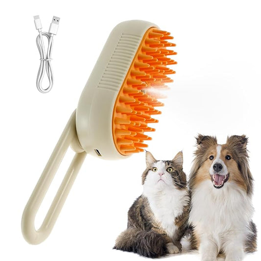 Steamy Cat Brush,Steamy Cat Brush with Leave-On Essence, Multifunctional Cat Steamy Brush, Self Cleaning Steam Cat Brush for Massage, Silicone Steam Pet Brush for Removing Tangled(Coffee)