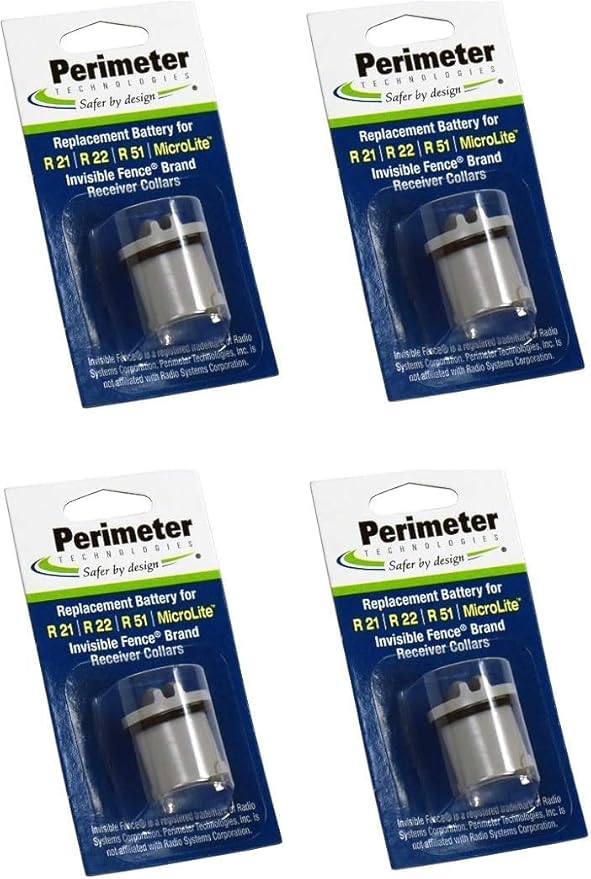 Perimeter Technologies Four Pack Dog Fence Batteries for Invisible Fence R21 or R51 Receiver Collars