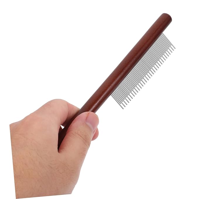 KESYOO Wooden Handle PET Grooming Comb for Dogs and Cats Tear Stain Removal Comb with Long Pins for Shedding and Dematting Cat and Dog Grooming Supplies