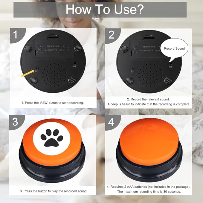 12 Color Voice Recording Button, Dog Buttons for Communication Pet Training Buzzer, 30 Second Record & Playback, Funny Gift for Study Office Home wtih Whire and Coffee
