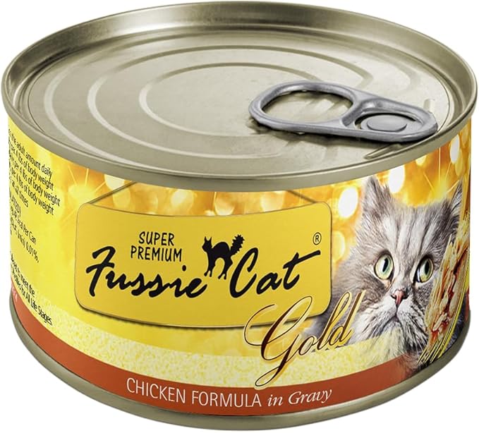 Fussie Cat Super Premium Chicken with Gravy Grain-Free Wet Cat Food - 5.5oz Cans - Case of 24 Cans (Chicken Formula with Gravy)