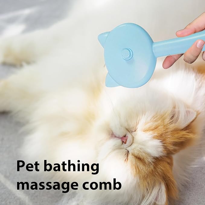 Pet Grooming Brush, Spray Massage Comb for Pets and Cats, Electric USB Brush for Cat Shedding, One Touch Electric Spray Anti-Flying Hair Bath & Shower Cleaning (A)