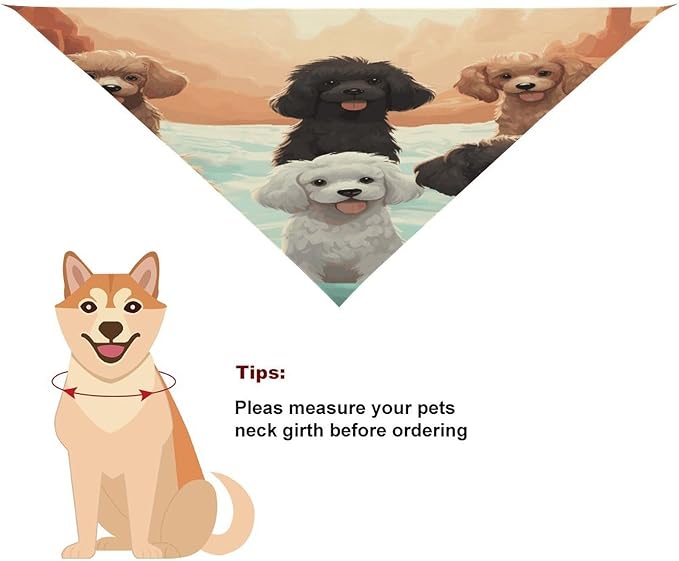 Dog Bandana Spring Pet Scarf Adjustable Triangle Poodles Dogs Printing Dog Bib Washable Polyester Puppy Bandana for Small Medium Large Dogs Cat Birthday Party Supplies
