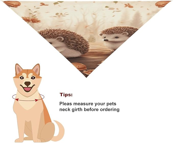 Dog Bandana Spring Pet Scarf Adjustable Triangle Nature Lovely Hedgehog Lovers Printing Dog Bib Washable Polyester Puppy Bandana for Small Medium Large Dogs Cat Birthday Party Supplies