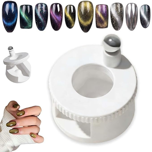 2026 New Rotating Cat Eye Magnet - 360° Rotating Cat Eye Magnet for Nails, Can Easily DIY Glossy CatEye Effect, Automatic Glass Bead Suction of CatEye Nail (White)