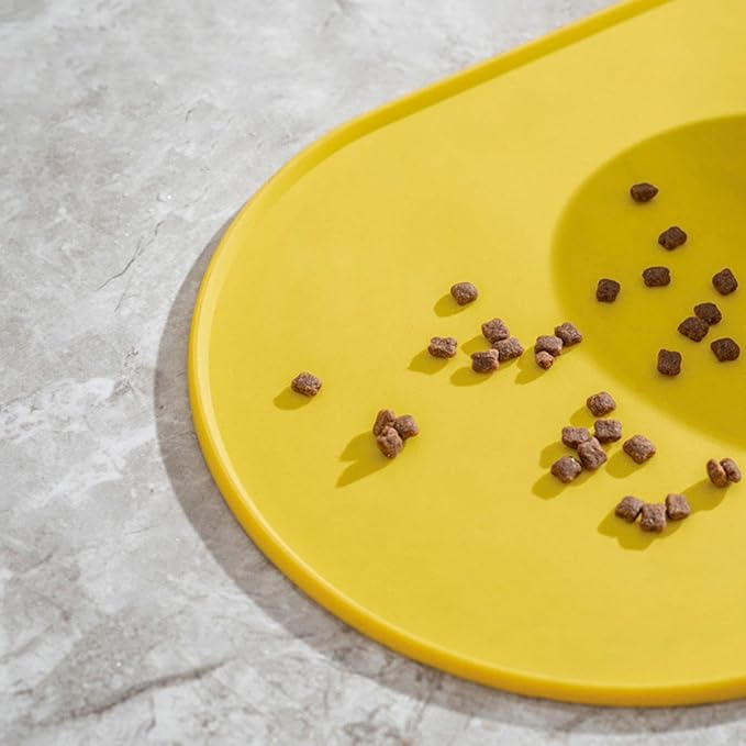 Pet Feeding Dog Food Mat Multifunctional Supplies Anti Slip Silicone Contain Spills Replace Pad Accessories Placemat, Yellow
