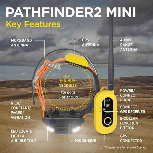 Dogtra Pathfinder2 Mini GPS Tracker eCollar + 2 Add-on Receivers (Green & Black) | 4 Mile, LED, Waterproof, Free App, No Fees, Smartwatch Control, Satellite Tracking, Multi Dogs, Smartphone Required