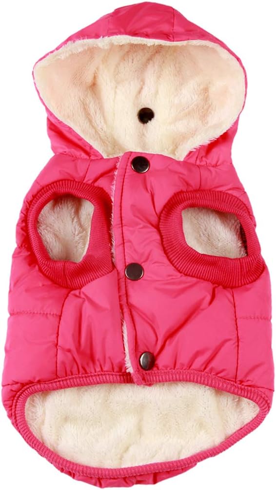 Fleece Lining Extra Warm Dog Hoodie in Winter for Medium Dogs Jacket Pet Coats with Hooded Pink L
