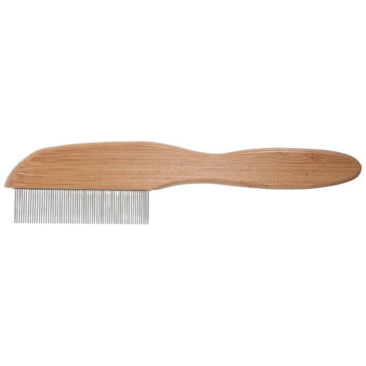 Pet Detangling Comb with Stainless Steel Teeth - Removing Matted Knots & Tangles - Detangler Tool with Wooden Handle for DIY Dog & Cat Grooming