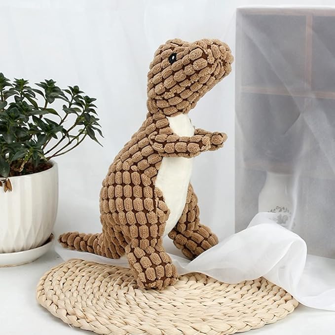Cats and Dogs Pet Plush Dinosaur Toys Interactive Dog Chew Toys Plush Stuffing Pet Supplies Dog Toys for Small Dogs(Yellow)