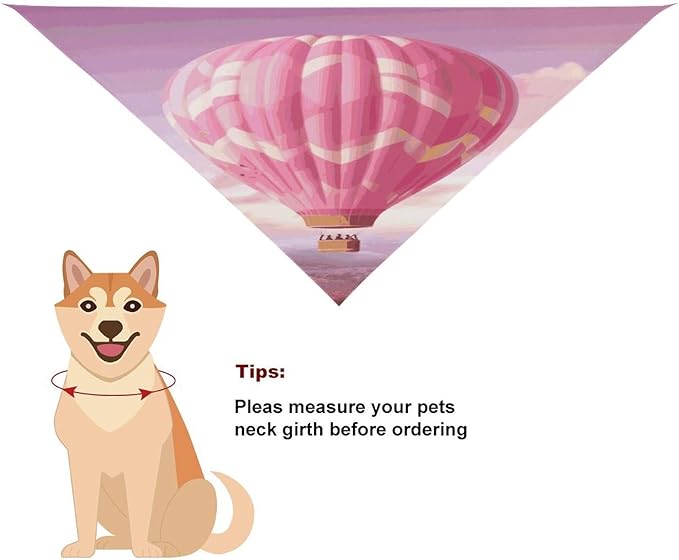 Dog Bandana Spring Pet Scarf Adjustable Triangle Pink Hot Air Balloon Printing Dog Bib Washable Polyester Puppy Bandana for Small Medium Large Dogs Cat Birthday Party Supplies