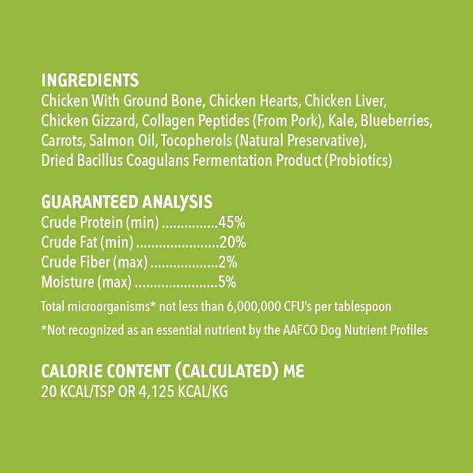 iHeartDogs Dog Food Topper - Freeze-Dried Raw Dog Food Seasoning with Collagen Peptides - Grain Free Superfood Meal Mixer (Chicken, 3 Ounce)