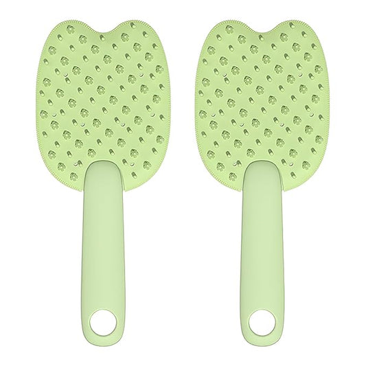 All-in-One PP Pet Brush, Double-Side Cat Grooming Brush, Pet Grooming Brush for for Short & Medium-Haired Cats and Dogs, Cat Brush for Removing Floating Hair (Green (2pcs))