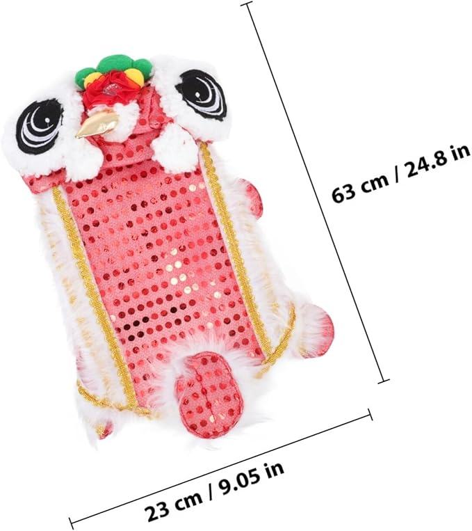 Lion Dance Dog Costume Pet Apparel Bright XL, Festive New Year Dog Outfit, Cute Pet Supply for Photography and Holiday Celebration